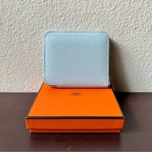 HERMES Epsom Silk’In Compact Wallet Bleu Brume